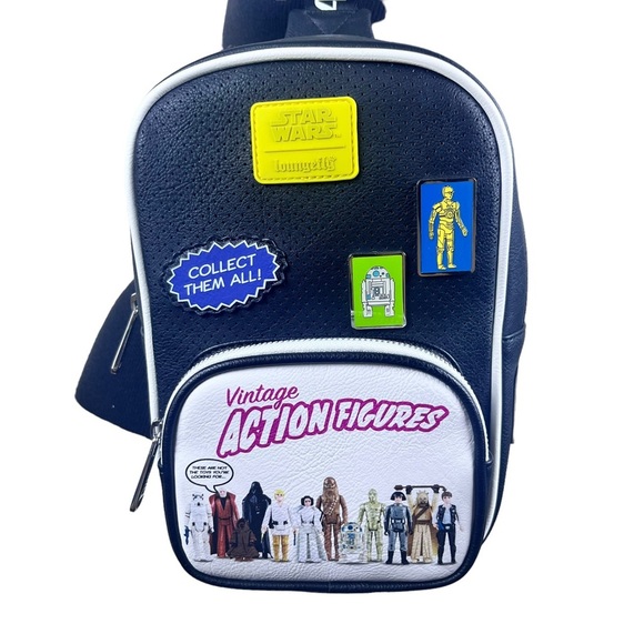 Disney Parks Loungefly Star Wars Crossbody Sling Backpack Vintage Action Figures main image 16